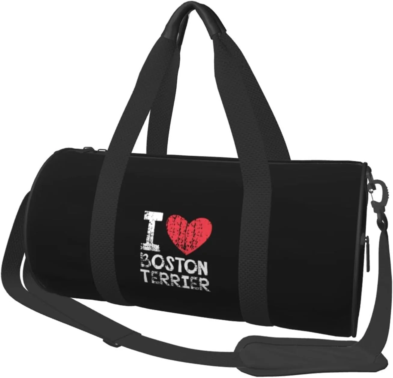 I Love Boston Terrier Convertible Garment Bag with Shoulder Strap, Carry on Garment Duffel Bag for Men Women - Rolling Foldable for Travel Luggage Bags (Black)