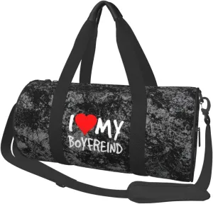 I Love My Boyfriend Convertible Garment Bag with Shoulder Strap, Carry on Garment Duffel Bag for Men Women - Rolling Foldable for Travel Luggage Bags (Black)