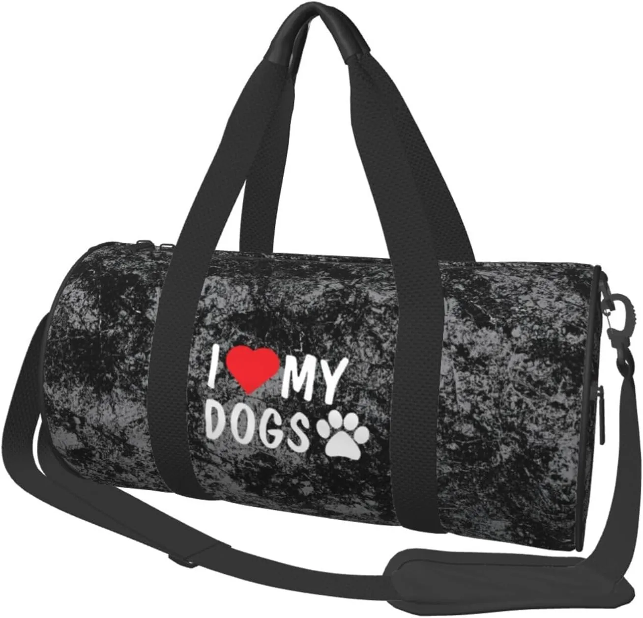 I Love My Dog Paw Convertible Garment Bag with Shoulder Strap, Carry on Garment Duffel Bag for Men Women - Rolling Foldable for Travel Luggage Bags (Black)