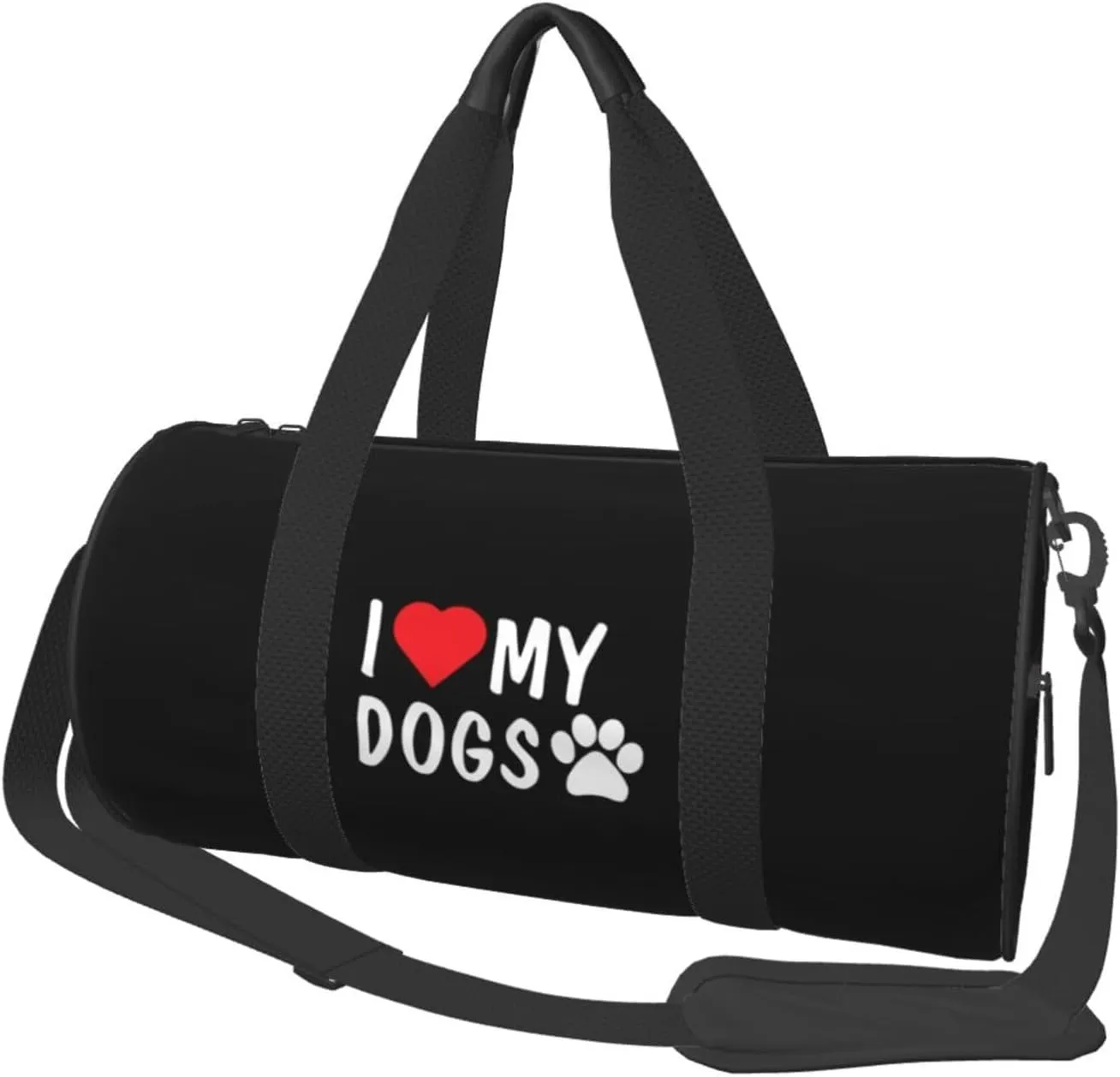 I Love My Dog Paw Convertible Garment Bag with Shoulder Strap, Carry on Garment Duffel Bag for Men Women - Rolling Foldable for Travel Luggage Bags (Black)