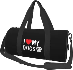 I Love My Dog Paw Convertible Garment Bag with Shoulder Strap, Carry on Garment Duffel Bag for Men Women - Rolling Foldable for Travel Luggage Bags (Black)