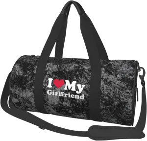 I Love My Girlfriend Convertible Garment Bag with Shoulder Strap, Carry on Garment Duffel Bag for Men Women - Rolling Foldable for Travel Luggage Bags (Black)