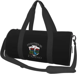 I'd Rather Be at The Casino Convertible Garment Bag with Shoulder Strap, Carry on Garment Duffel Bag for Men Women - Rolling Foldable for Travel Luggage Bags (Black)