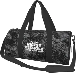 I'm The Nicest Asshole Youll Ever Meet Convertible Garment Bag with Shoulder Strap, Carry on Garment Duffel Bag for Men Women - Rolling Foldable for Travel Luggage Bags (Black)