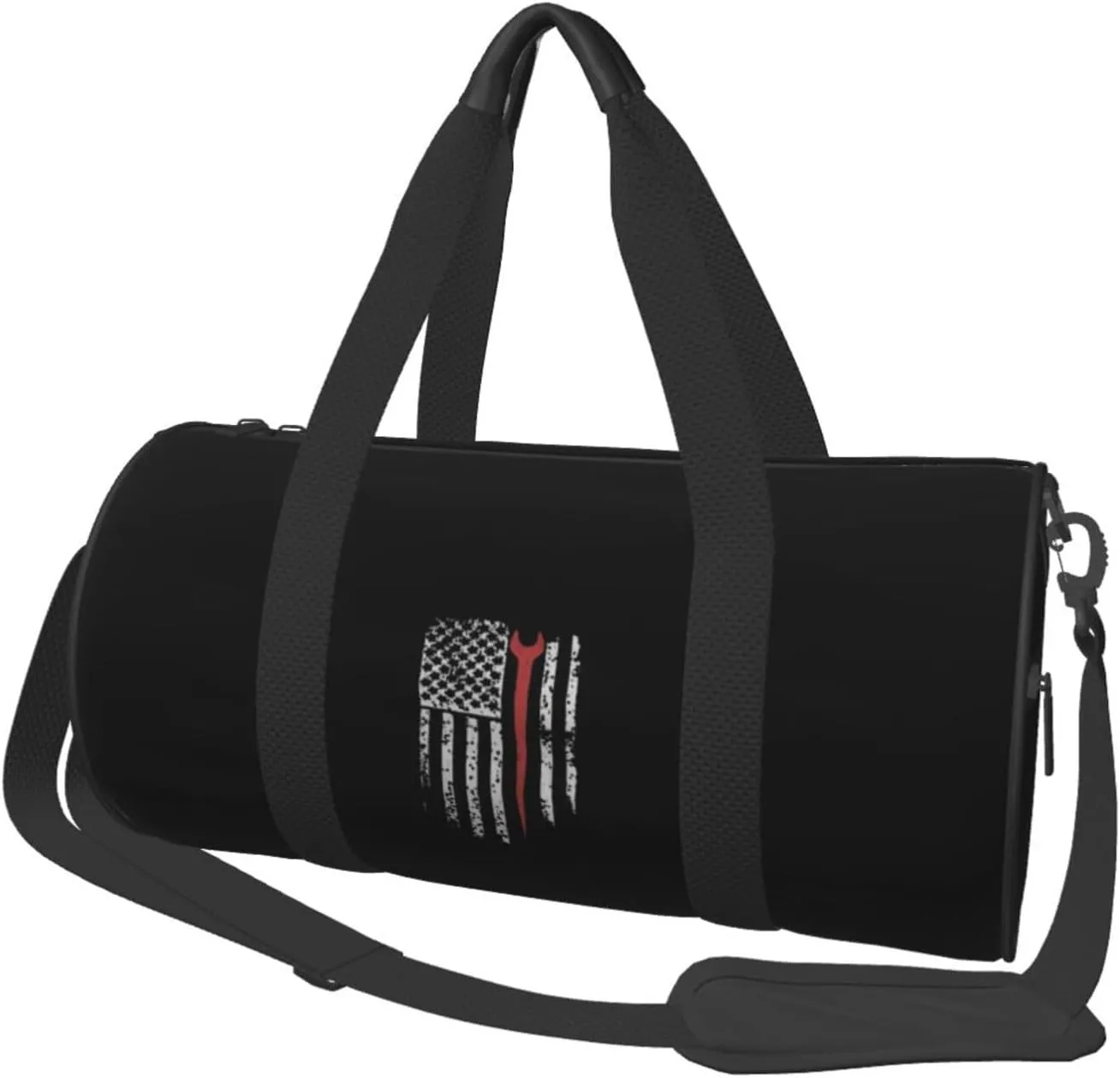Ironworker American Flag Convertible Garment Bag with Shoulder Strap, Carry on Garment Duffel Bag for Men Women - Rolling Foldable for Travel Luggage Bags (Black)