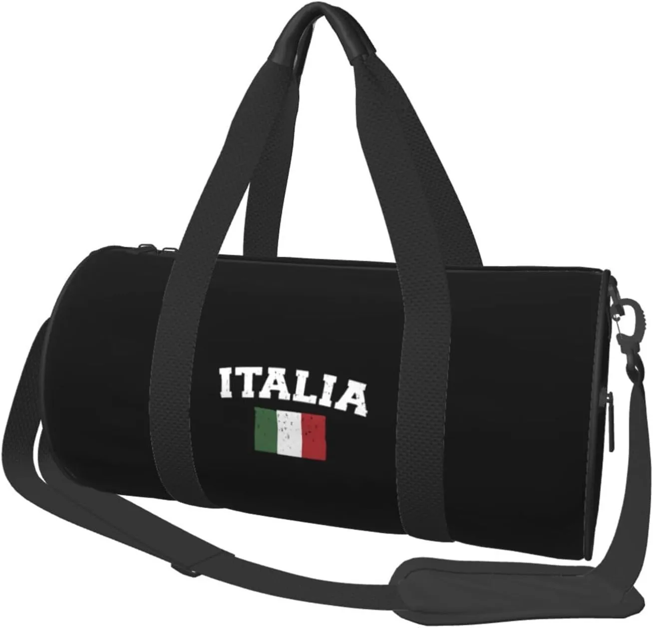 Italian Flag Italy Love Italia Convertible Garment Bag with Shoulder Strap, Carry on Garment Duffel Bag for Men Women - Rolling Foldable for Travel Luggage Bags (Black)