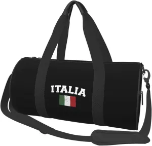 Italian Flag Italy Love Italia Convertible Garment Bag with Shoulder Strap, Carry on Garment Duffel Bag for Men Women - Rolling Foldable for Travel Luggage Bags (Black)