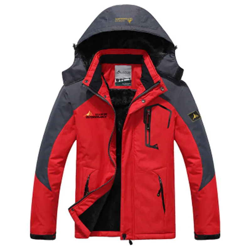 Jacket Outdoor Hooded Plus Size Plus Velvet Thick Windproof Warm Cotton Coat
