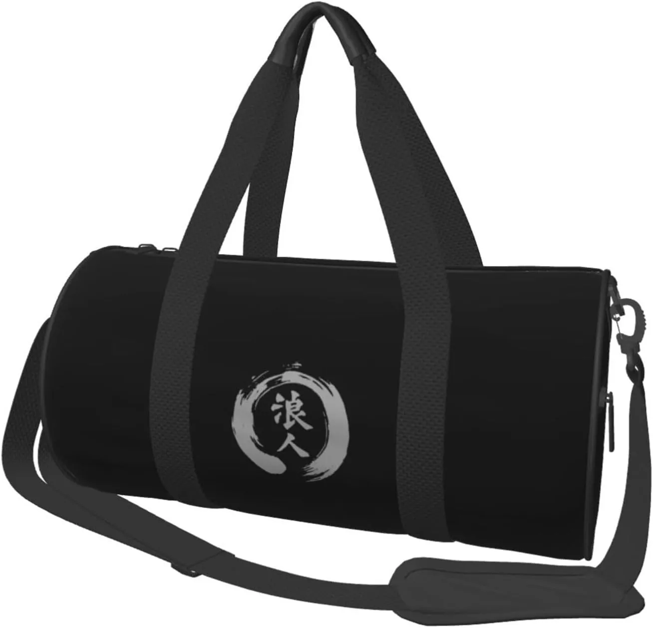 Japanese Kanji Character Ronin Convertible Garment Bag with Shoulder Strap, Carry on Garment Duffel Bag for Men Women - Rolling Foldable for Travel Luggage Bags (Black)