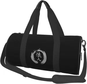 Japanese Kanji Character Ronin Convertible Garment Bag with Shoulder Strap, Carry on Garment Duffel Bag for Men Women - Rolling Foldable for Travel Luggage Bags (Black)