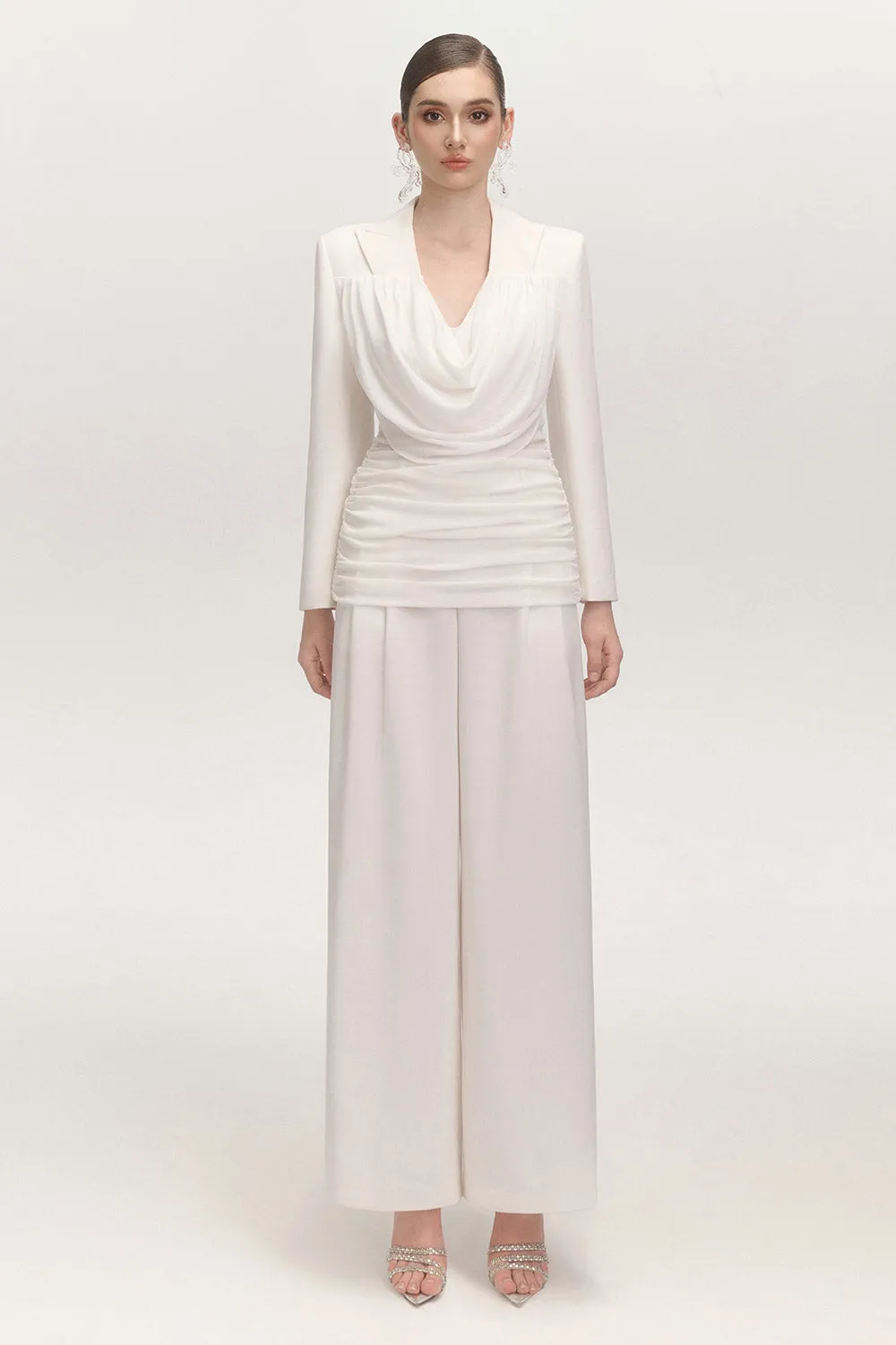 Jemmia Straight Wide Leg Cotton Blend Floor Length Pants