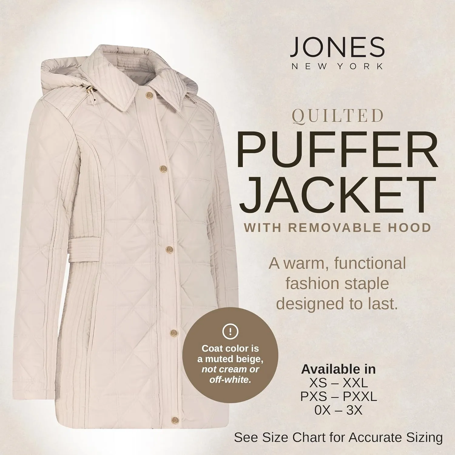 Jones New York Puffer Jacket Womens, Women Jacket Winter, Quilted Jackets for Women