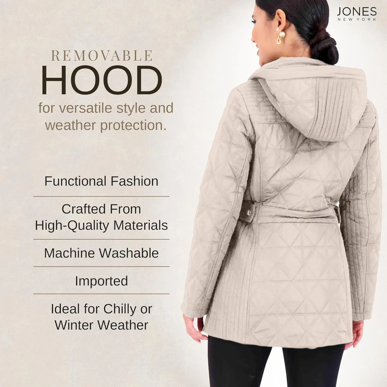 Jones New York Puffer Jacket Womens, Women Jacket Winter, Quilted Jackets for Women