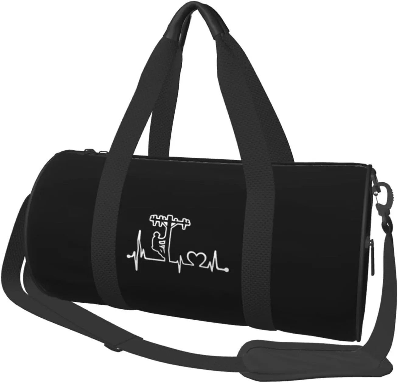 Lineman Heartbeat Convertible Garment Bag with Shoulder Strap, Carry on Garment Duffel Bag for Men Women - Rolling Foldable for Travel Luggage Bags (Black)