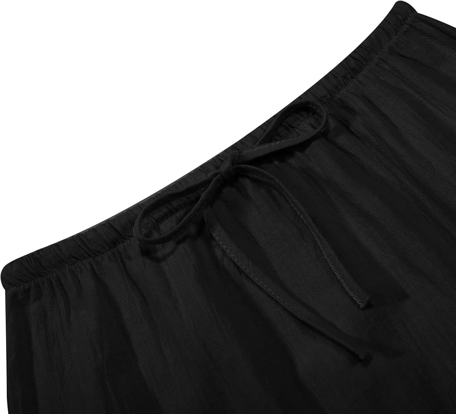 Linen Maxi Skirt for Women Drawstring Waist A Line Long Flowy Ankle-Length Trendy Boho Dress Comfy Summer Beach Vacation