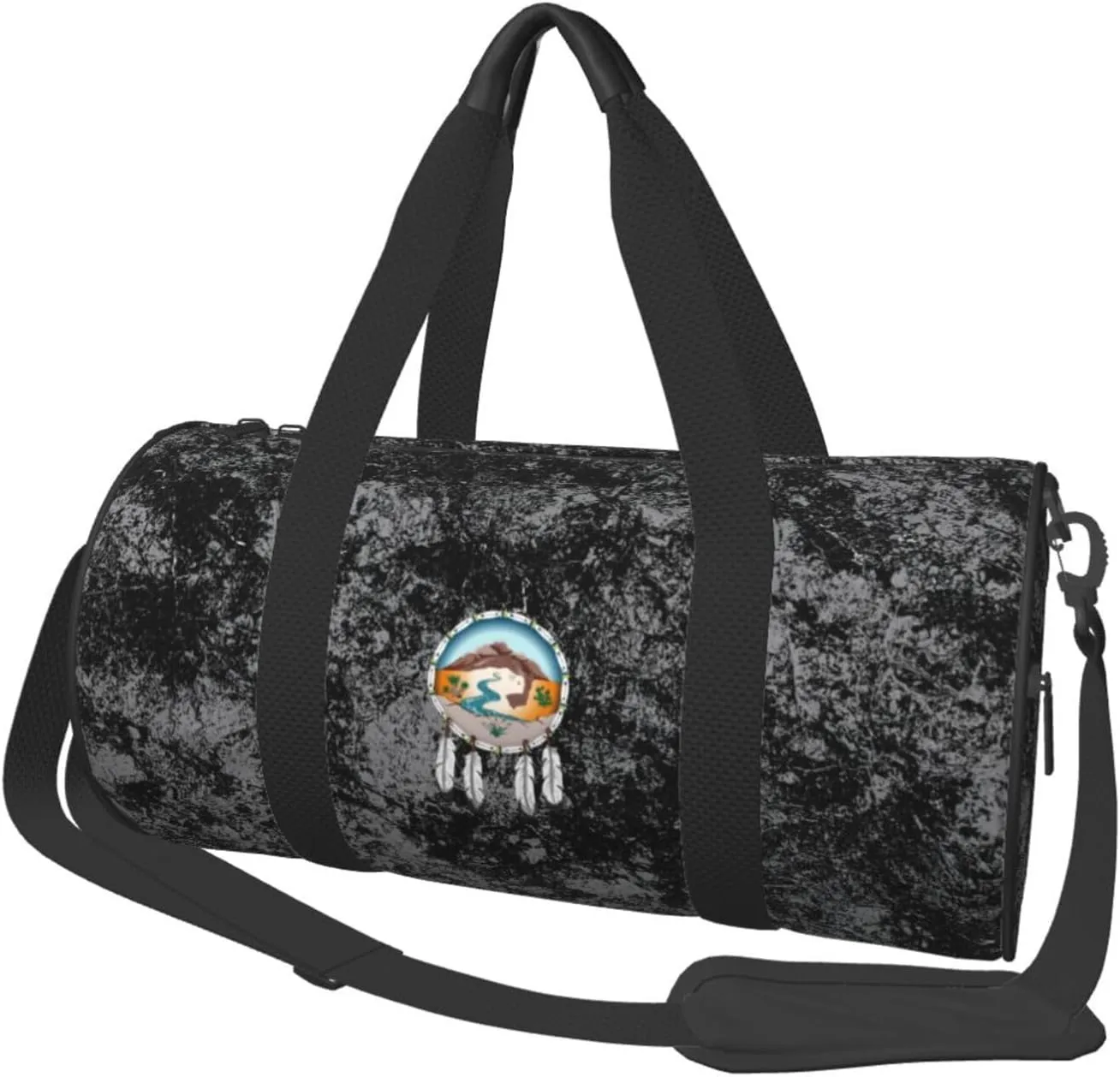 Lipan Apache Tribe of Texas Convertible Garment Bag with Shoulder Strap, Carry on Garment Duffel Bag for Men Women - Rolling Foldable for Travel Luggage Bags (Black)
