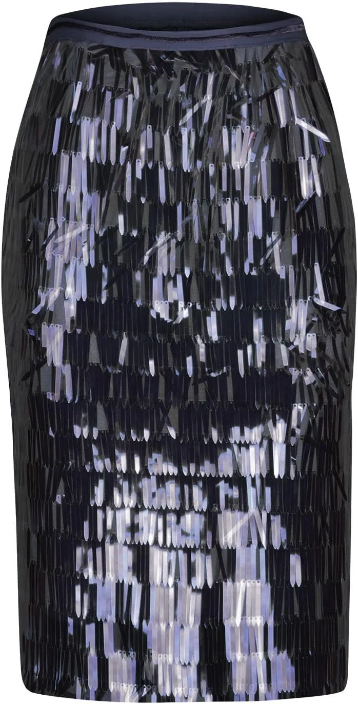 Long Skirts for Women Sequin A Line Swing Midi Skirt Sparkle Stretchy Bodycon Maxi Skirt Night Out Dance Party Skirt