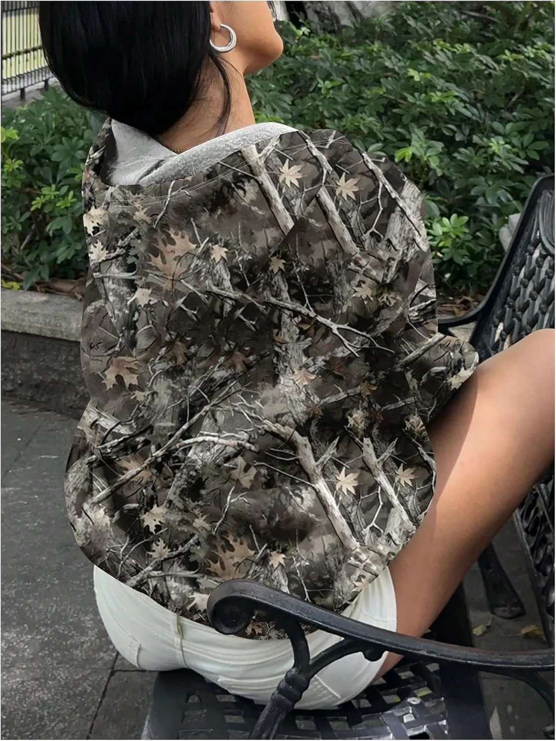MakeMeChic Women's Camo Hoodies Oversized Graphic Sweatshirt Long Sleeve Fall Pullover