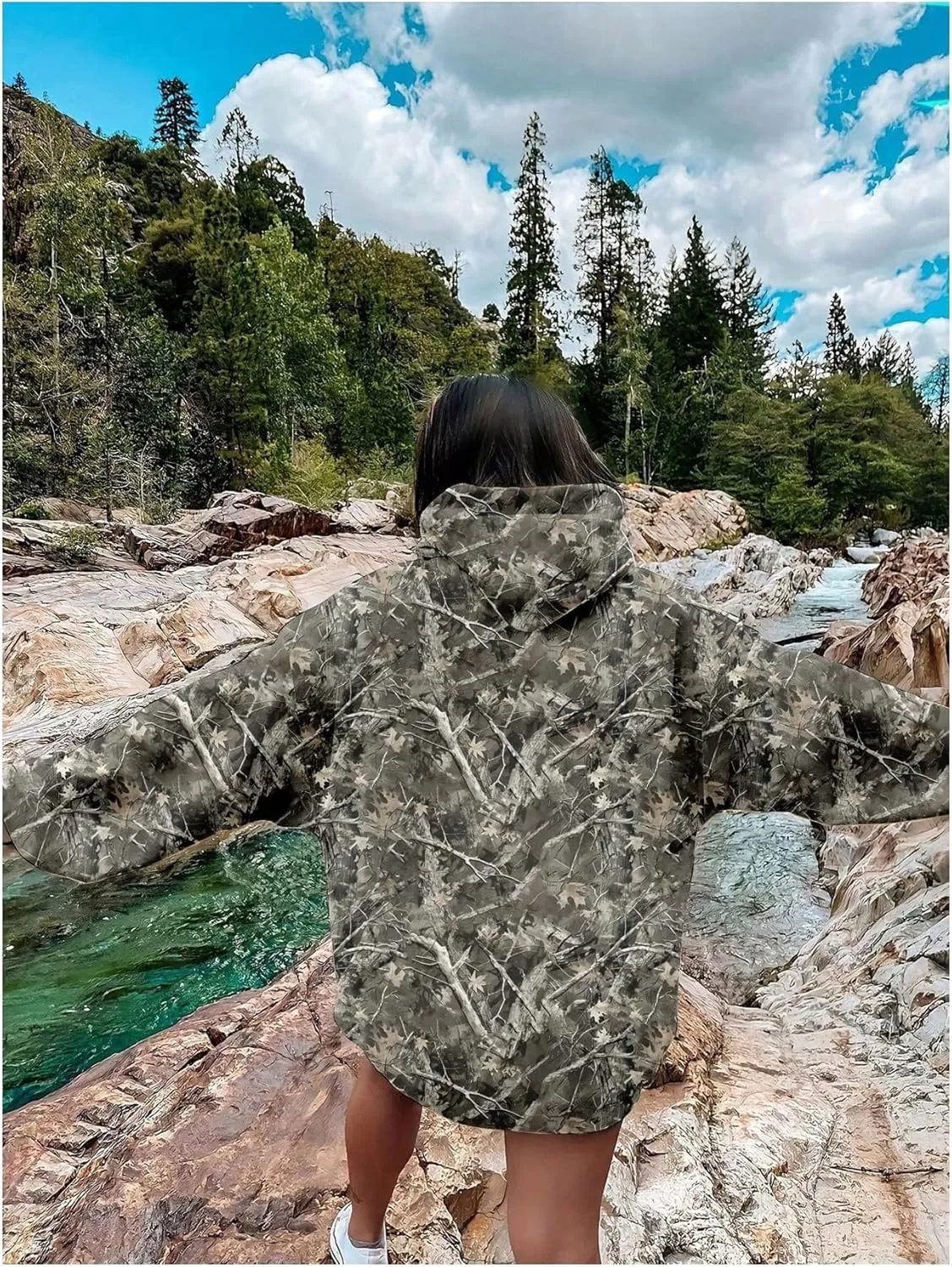 MakeMeChic Women's Camo Hoodies Oversized Graphic Sweatshirt Long Sleeve Fall Pullover