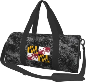 Maryland State Flag Convertible Garment Bag with Shoulder Strap, Carry on Garment Duffel Bag for Men Women - Rolling Foldable for Travel Luggage Bags (Black)