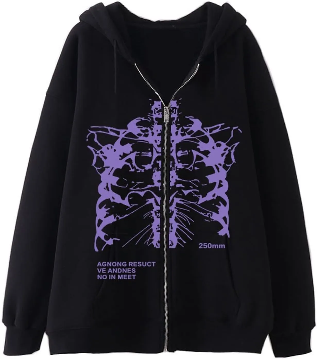 Men Women Y2K Skeleton Zip Up Hoodie Emo Gothic Oversized Grunge Alt Jacket Vintage Graphic Baggy Dark Academia Punk