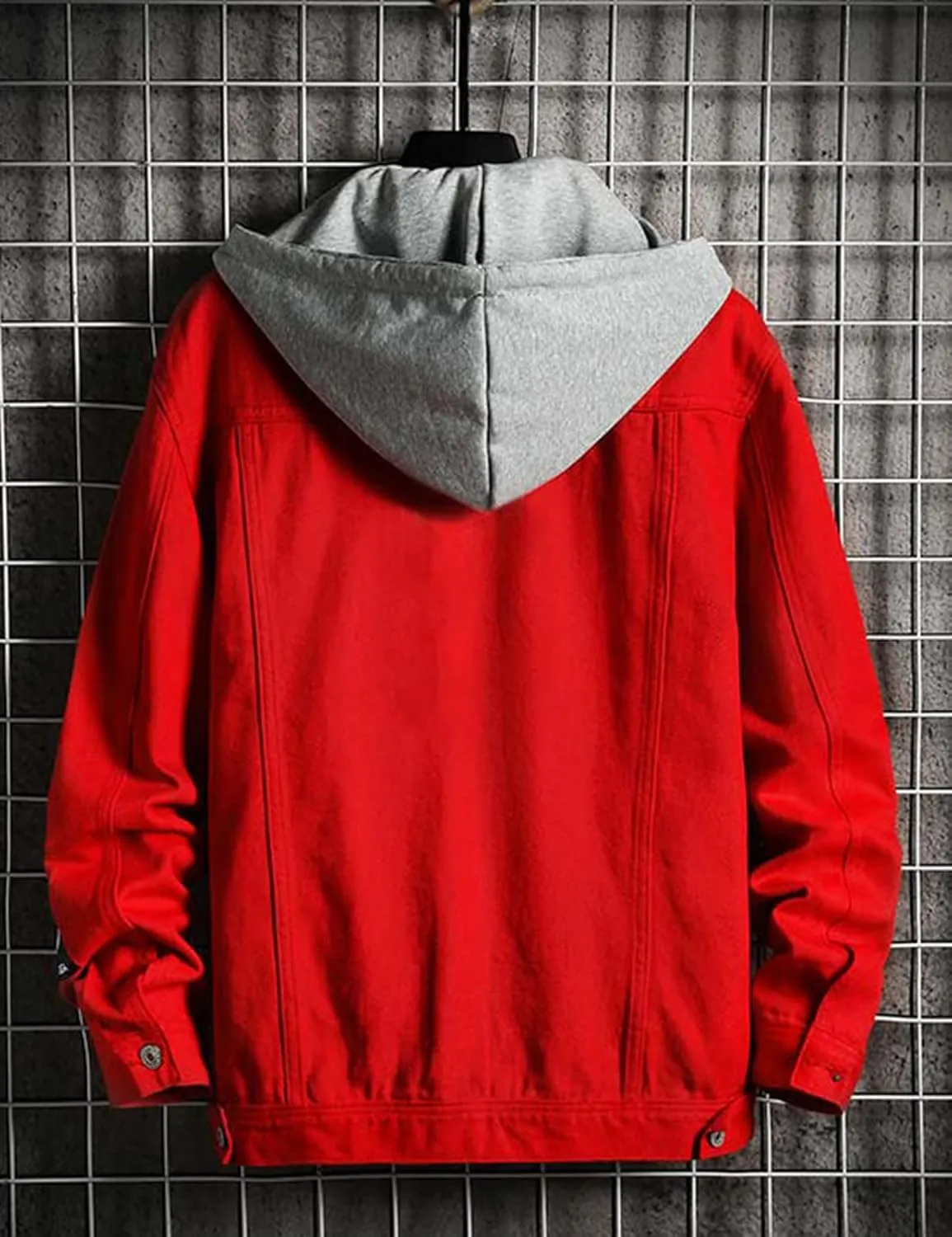 Mens Classic Denim Jacket With Hoodies Slim Fit Jean Jacket Coat