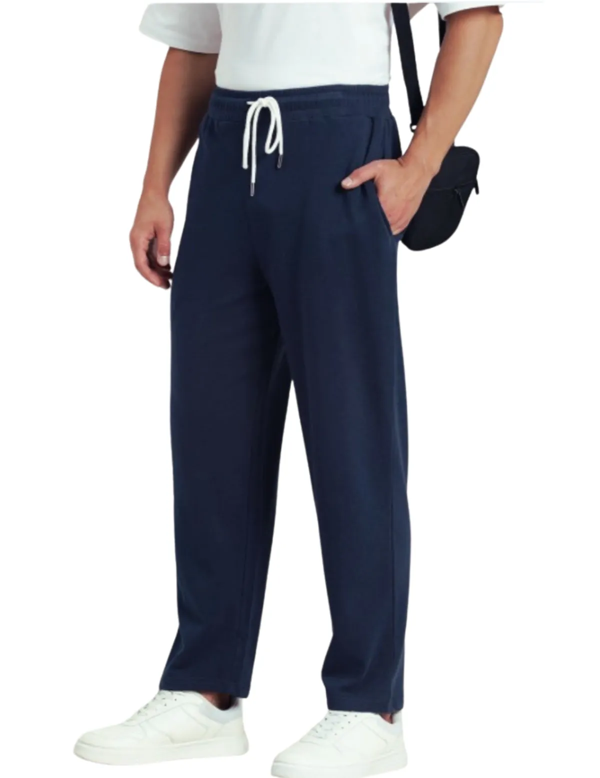 Men's Loose Fit Cotton Trousers - Blue