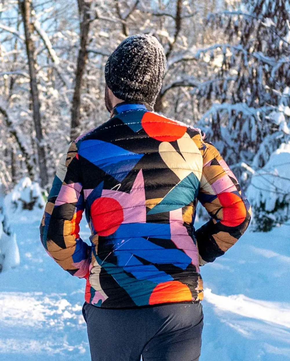 Men's Reversible Recycled Puffer Jacket, Odyssey & Black