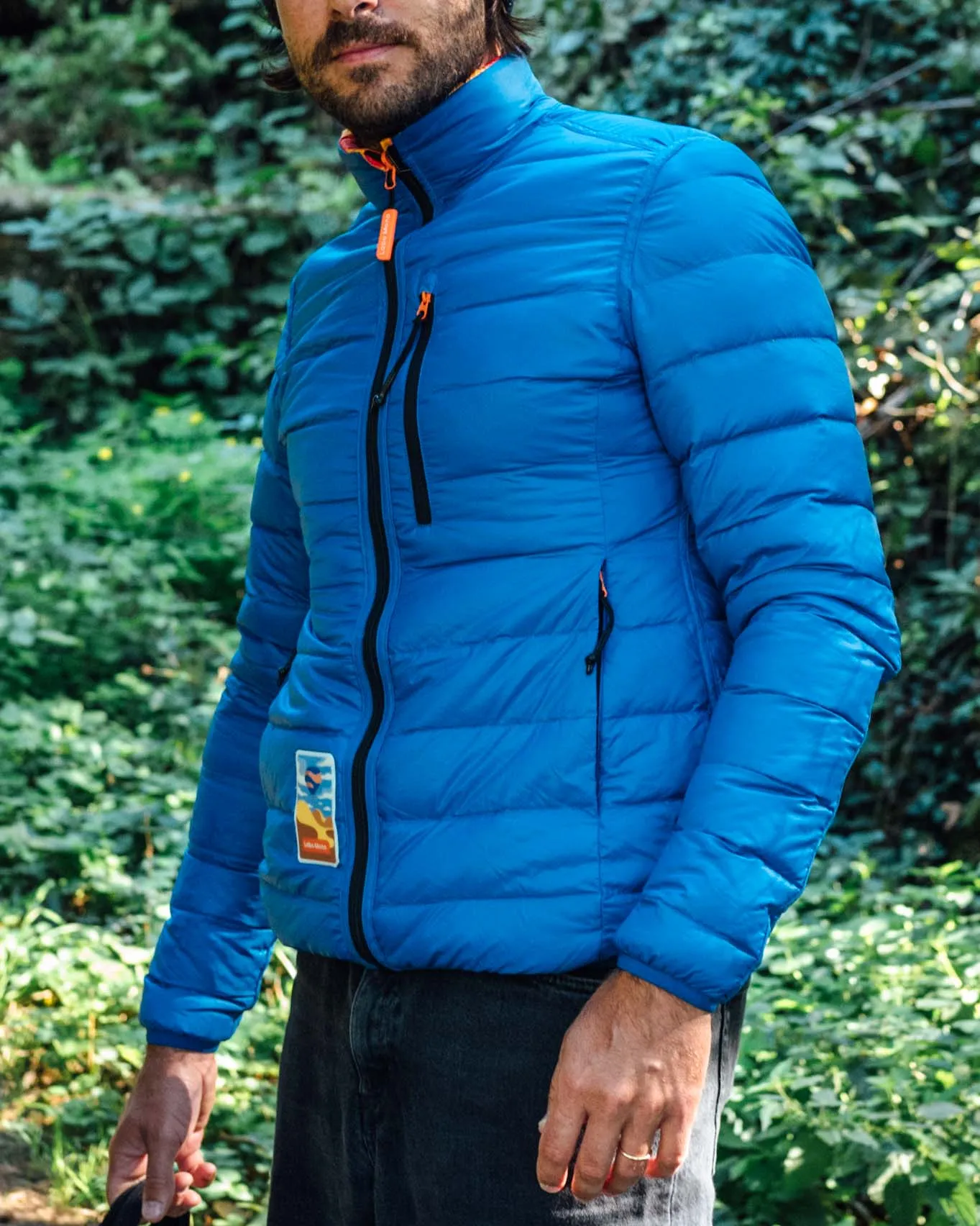 Men's Reversible Recycled Puffer Jacket, Yellow & Blue