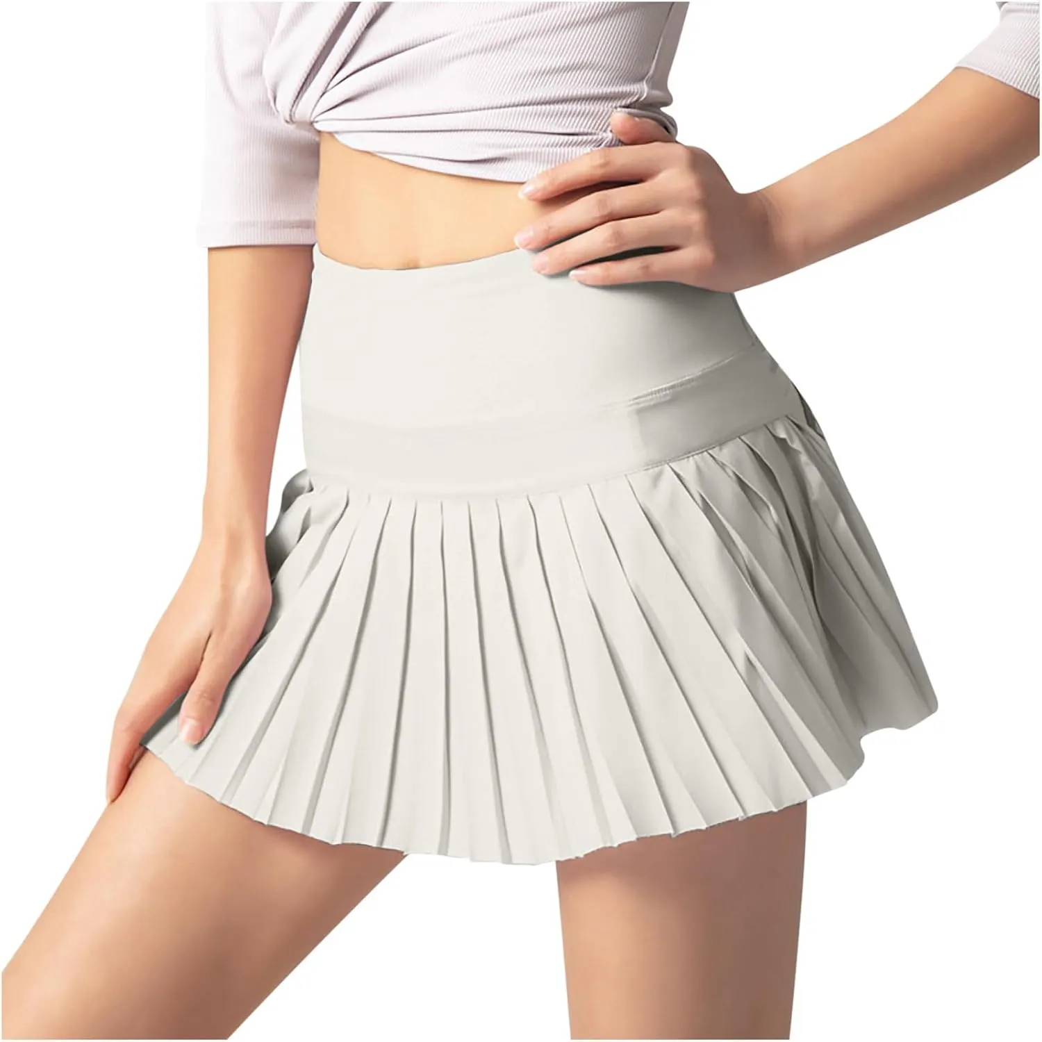 Mini Skorts for Women Trendy Pleated Flowy Workout Summer High Waisted Skirts Cute Skater Tennis Skirt Sport Dress