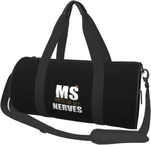 Ms Gets On My Nerves Multiple Sclerosis Convertible Garment Bag with Shoulder Strap, Carry on Garment Duffel Bag for Men Women - Rolling Foldable for Travel Luggage Bags (Black)