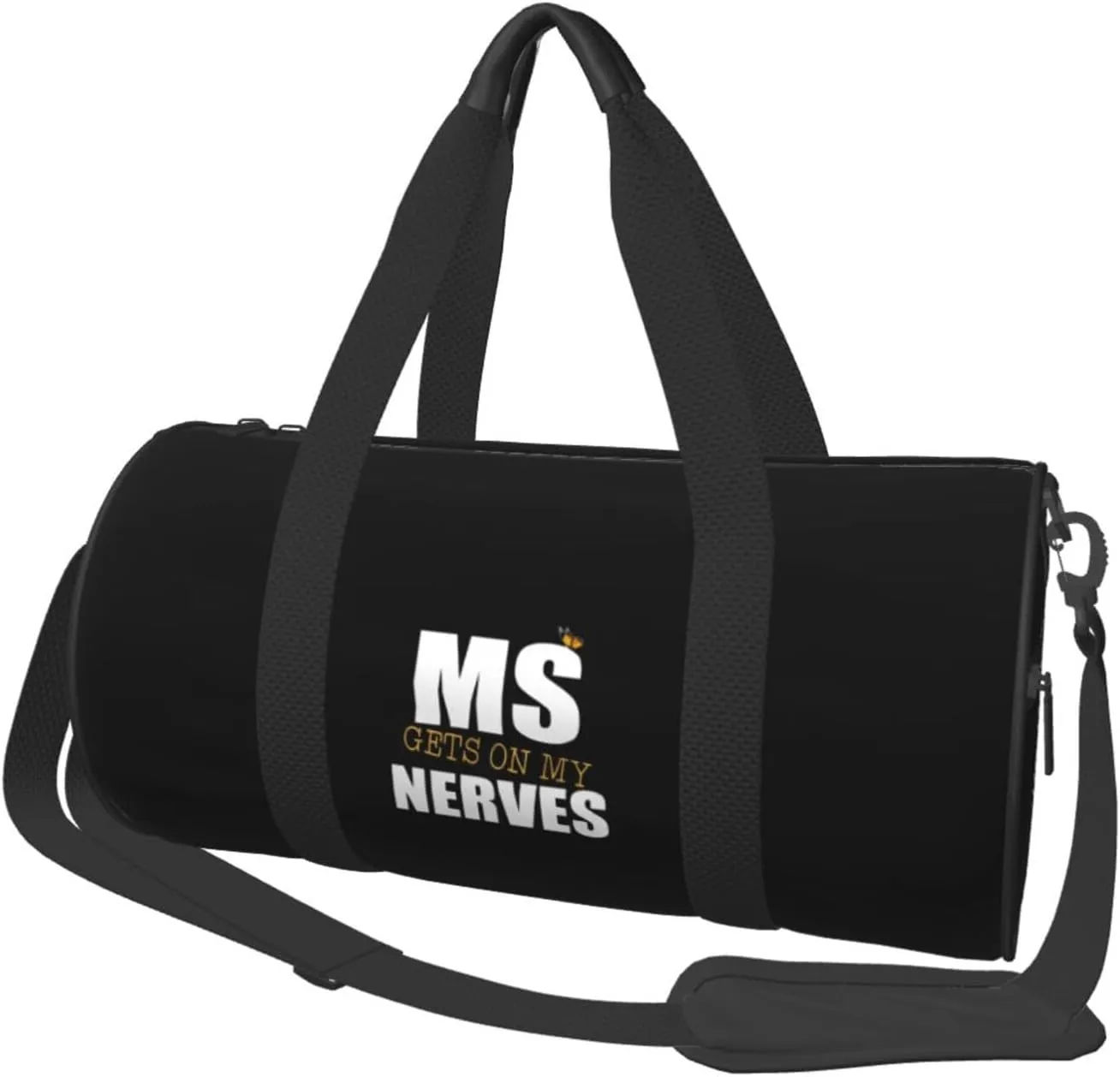 Ms Gets On My Nerves Multiple Sclerosis Convertible Garment Bag with Shoulder Strap, Carry on Garment Duffel Bag for Men Women - Rolling Foldable for Travel Luggage Bags (Black)
