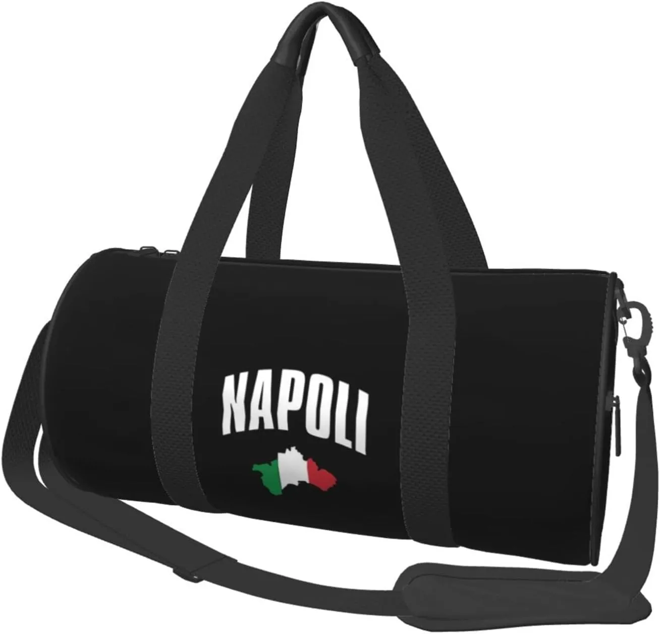 Naples Italy Italian Flag Convertible Garment Bag with Shoulder Strap, Carry on Garment Duffel Bag for Men Women - Rolling Foldable for Travel Luggage Bags (Black)