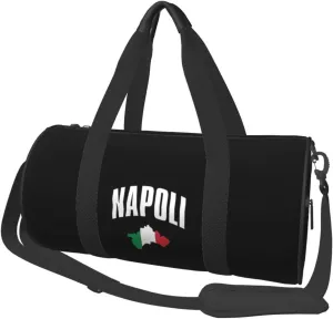 Naples Italy Italian Flag Convertible Garment Bag with Shoulder Strap, Carry on Garment Duffel Bag for Men Women - Rolling Foldable for Travel Luggage Bags (Black)