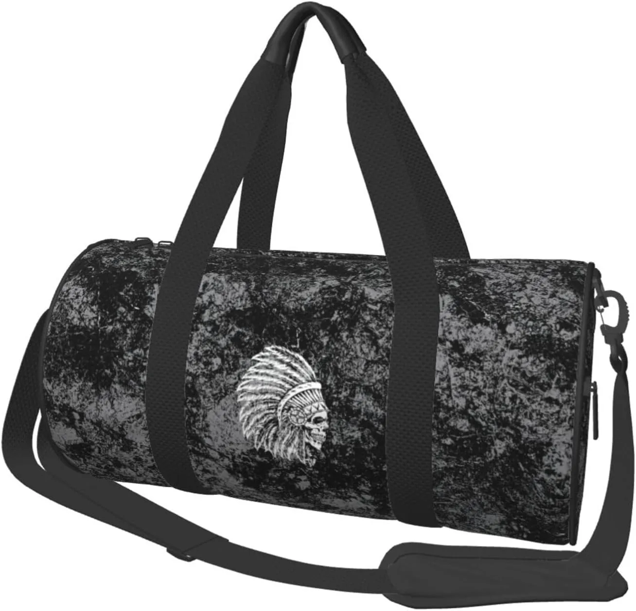 Native American Skull Convertible Garment Bag with Shoulder Strap, Carry on Garment Duffel Bag for Men Women - Rolling Foldable for Travel Luggage Bags (Black)