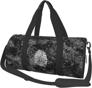 Native American Skull Convertible Garment Bag with Shoulder Strap, Carry on Garment Duffel Bag for Men Women - Rolling Foldable for Travel Luggage Bags (Black)