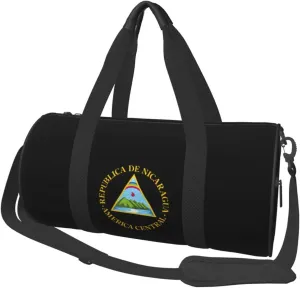 Nicaragua National Emblem Convertible Garment Bag with Shoulder Strap, Carry on Garment Duffel Bag for Men Women - Rolling Foldable for Travel Luggage Bags (Black)