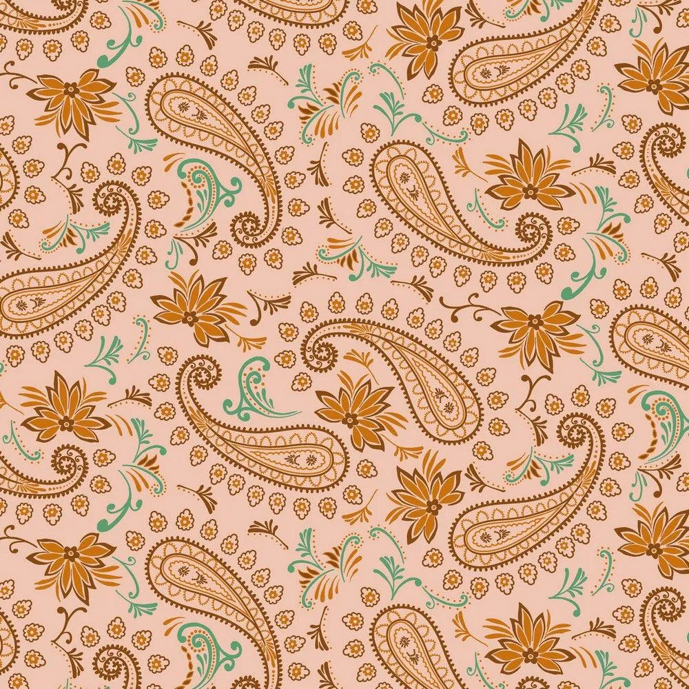 Paisley and Floral on Pink Sweatshirt Fabric