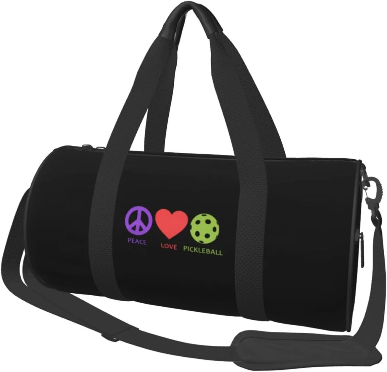 Peace Love Pickleball Convertible Garment Bag with Shoulder Strap, Carry on Garment Duffel Bag for Men Women - Rolling Foldable for Travel Luggage Bags (Black)