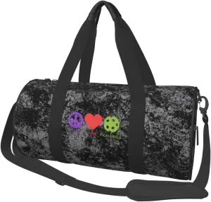 Peace Love Pickleball Convertible Garment Bag with Shoulder Strap, Carry on Garment Duffel Bag for Men Women - Rolling Foldable for Travel Luggage Bags (Black)