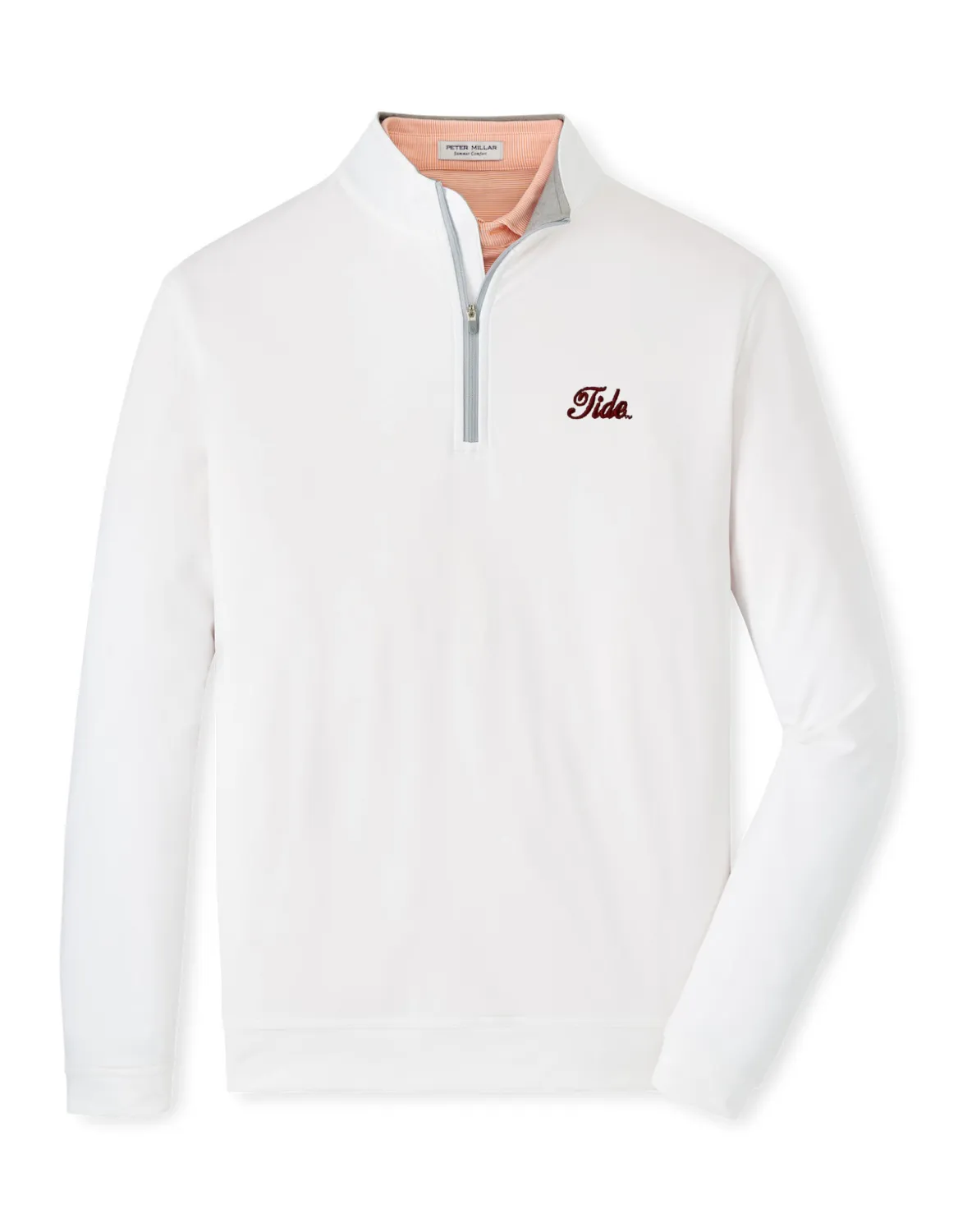 Peter Millar White Solid Perth Quarter Zip (Tide Script)