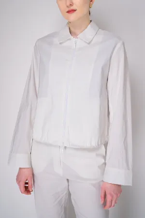 Peter O. Mahler Stretch Linen Blend Zip-Up Shirt Jacket in White