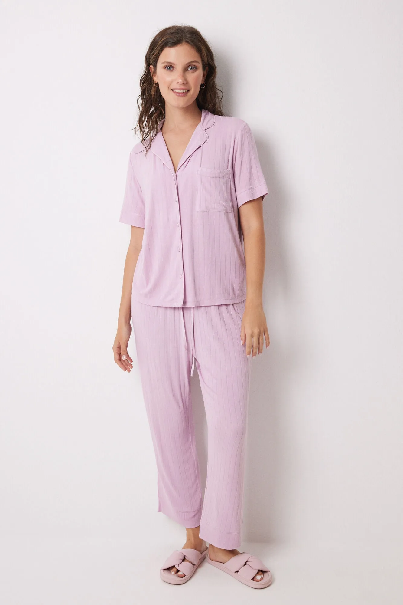 Pink Capri soft touch shirt Pyjamas