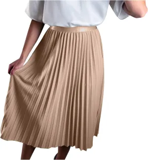 Pleated Midi Skirt Fall Winter High Waist Swing Skirts Elegant Solid Color Half Skirt Flowy a Line Ruffle Skirts