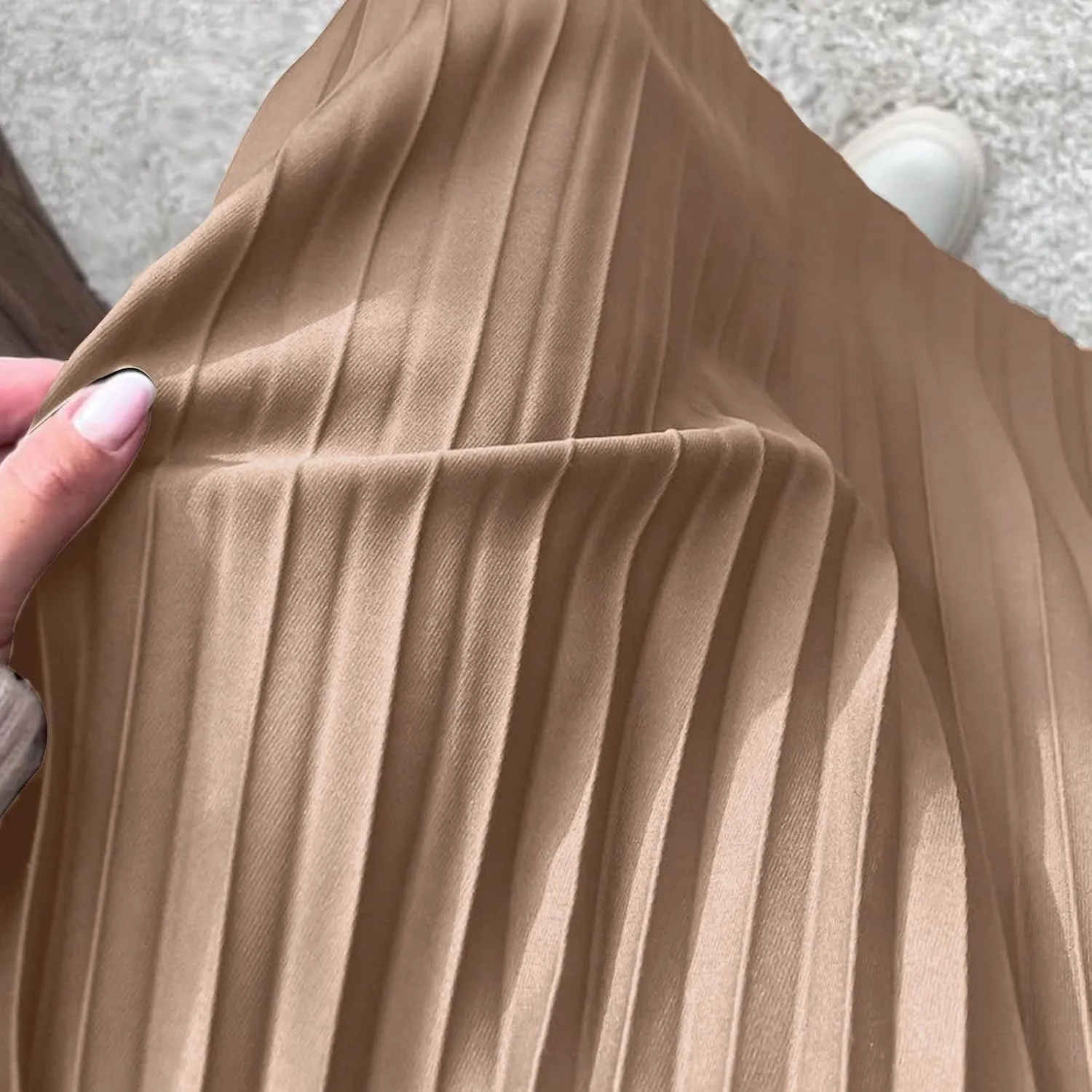 Pleated Midi Skirt Fall Winter High Waist Swing Skirts Elegant Solid Color Half Skirt Flowy a Line Ruffle Skirts