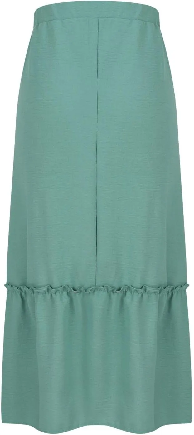 Pleated Midi Skirts for Women with Pockets, Elastic High Waisted Drawstring Skirt Womens Spring Skirts Trendy