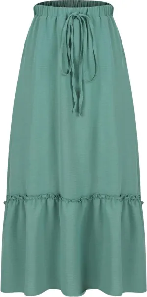 Pleated Midi Skirts for Women with Pockets, Elastic High Waisted Drawstring Skirt Womens Spring Skirts Trendy