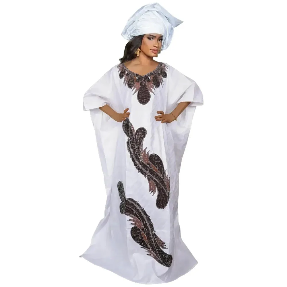 Plus Size African Women's Clothing: Embroidered Dashiki Robe & Bazin Wedding Party Dresses