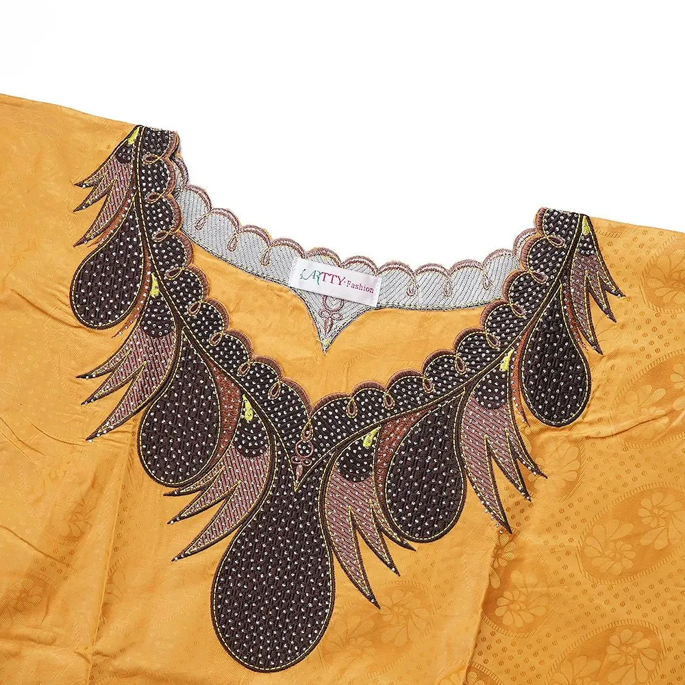 Plus Size African Women's Clothing: Embroidered Dashiki Robe & Bazin Wedding Party Dresses