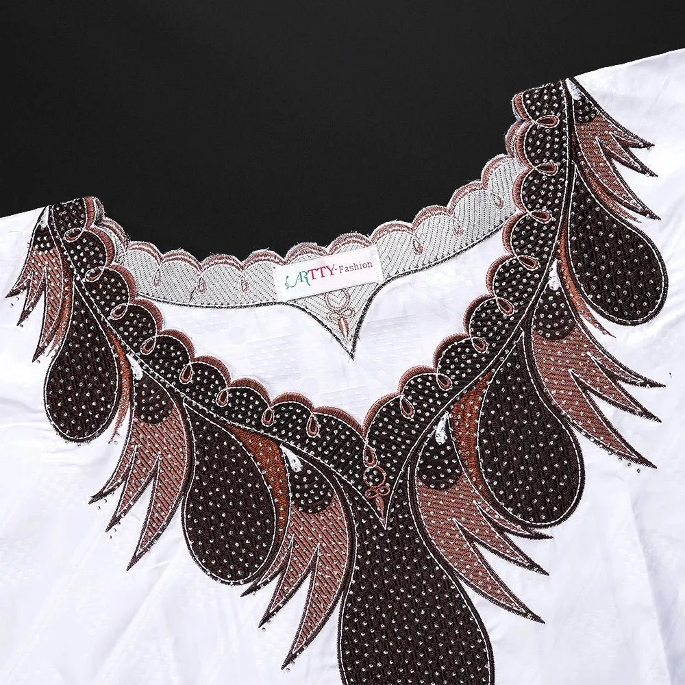 Plus Size African Women's Clothing: Embroidered Dashiki Robe & Bazin Wedding Party Dresses